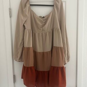 SHEIN Beige Long Sleeve Fall Dress - XL